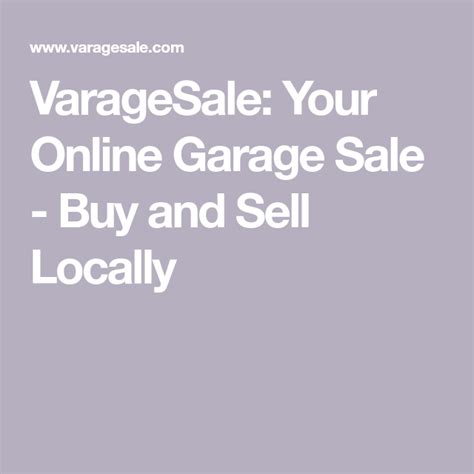 VarageSale: Your Online Garage Sale .